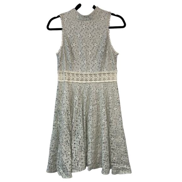 Altar’d State Gray & Cream Eyelet Sleeveless Dress - Picture 1 of 6